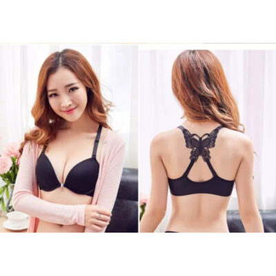 Front Closed Butterfly Push up Bra Women Sexy Bra in Lace design Bra Black