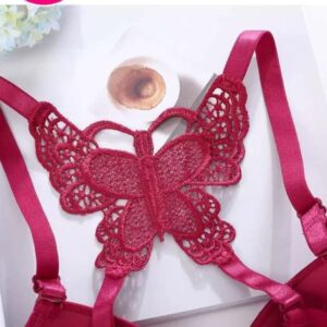 Rose Red Women Sexy Bra Panty set in Lace design