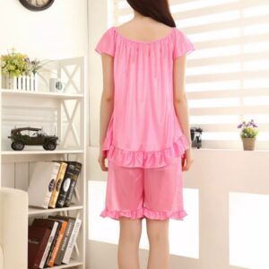 Night Dress with Girls Short Tops With Half pant Pink