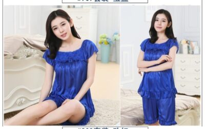 Night Dress with Girls Short Tops With Half pant Blue