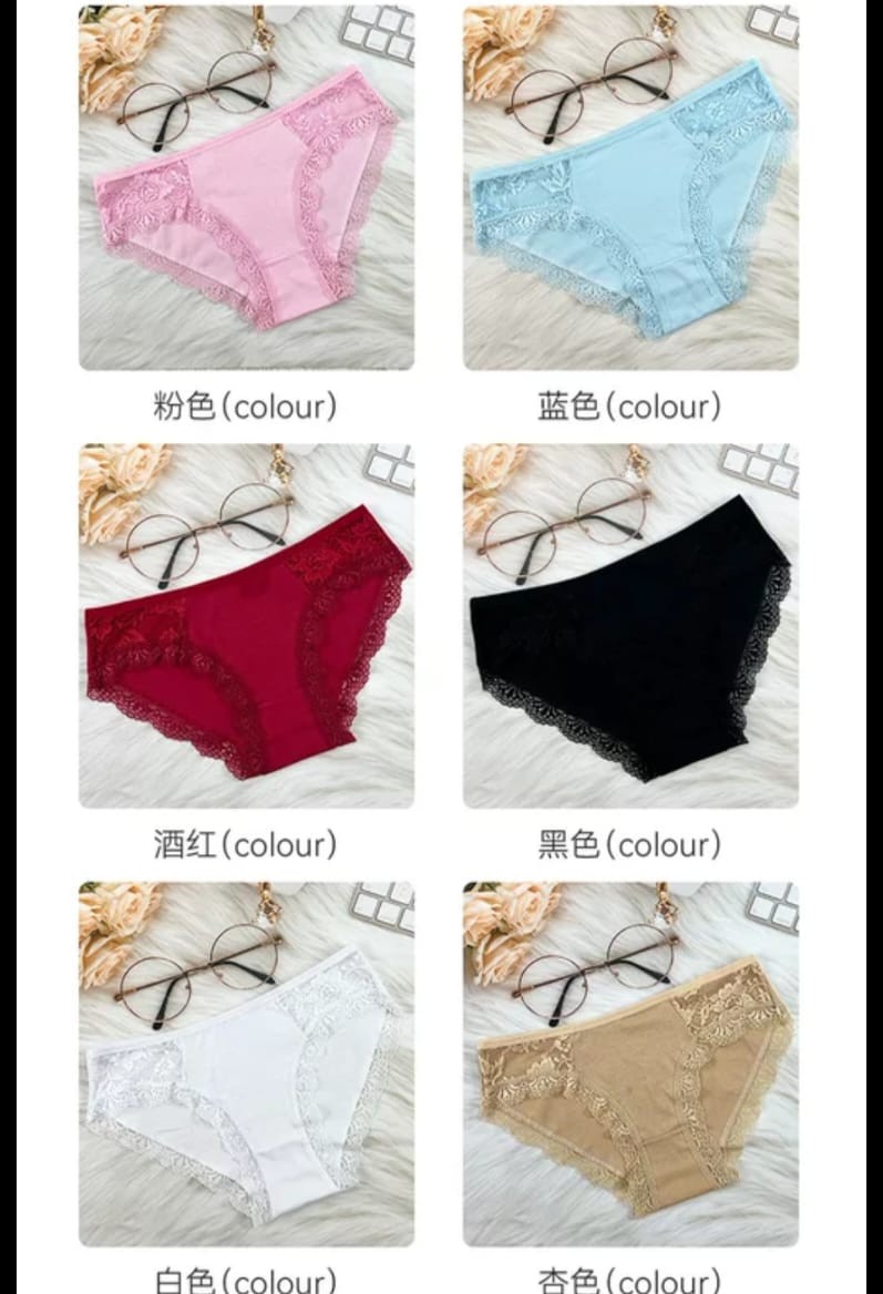 Women Soft Cotton Lace Panty 6 Pieces Combo Pack – Floral Lace Comfortable Brief Underwear - Image 2