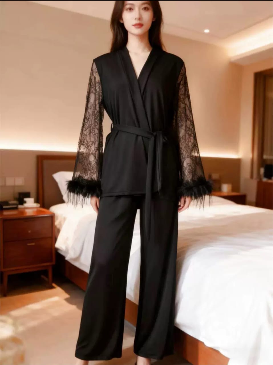Luxury Lace Sleeve Lounge Set - Image 2