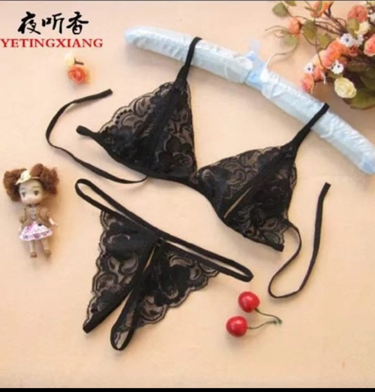Lace Bikini Lingerie Set\ Soft Mesh Bralette & Strappy Panty - Image 5