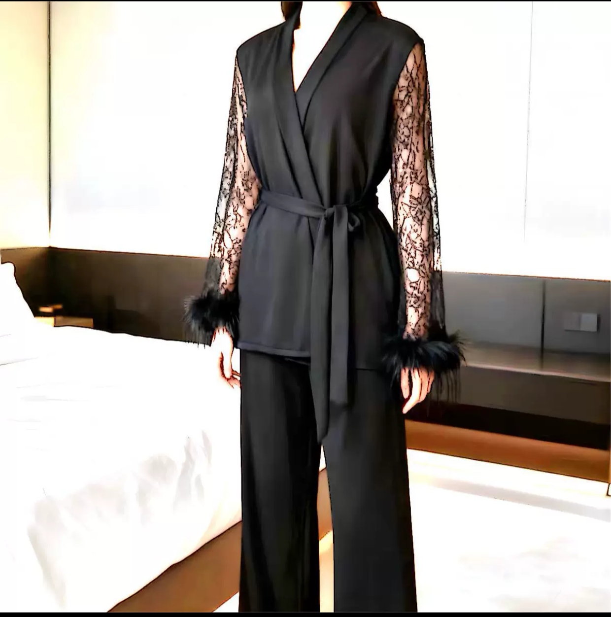 Luxury Lace Sleeve Lounge Set - Image 3