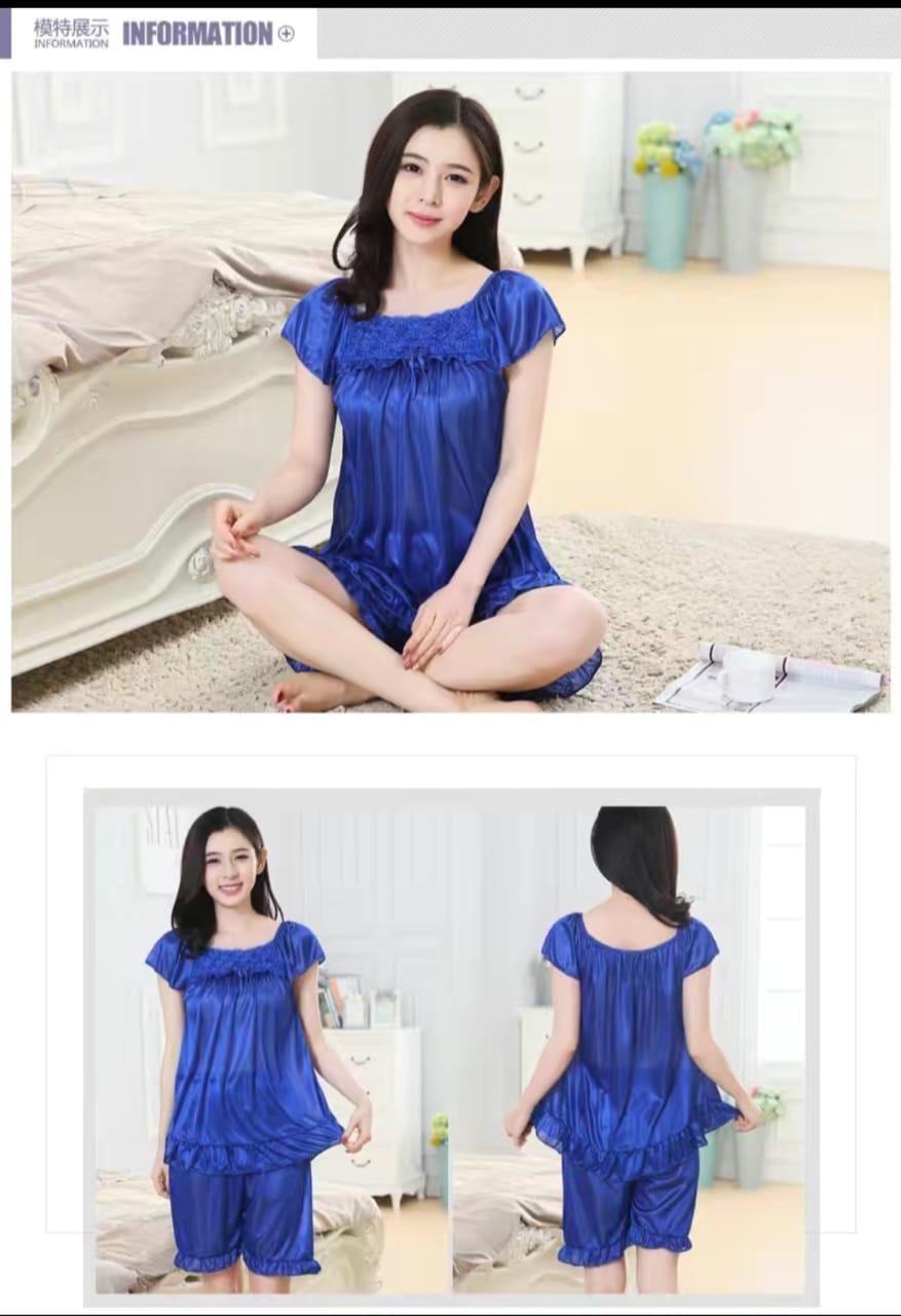Girls Cute Ice Silk Satin Pajama Set - Image 2