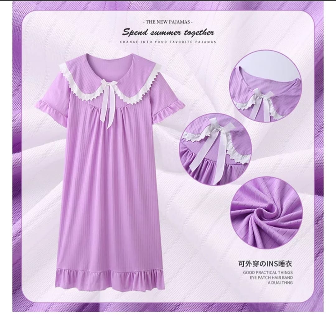 Princess Style Cotton Nightgown for Girls - Image 2