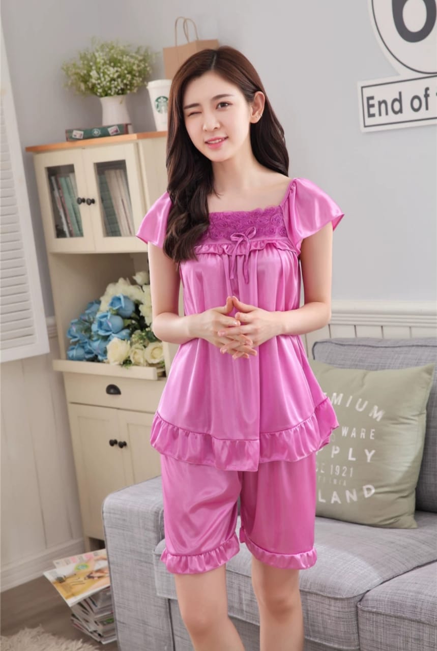 Girls Cute Ice Silk Satin Pajama Set - Image 6