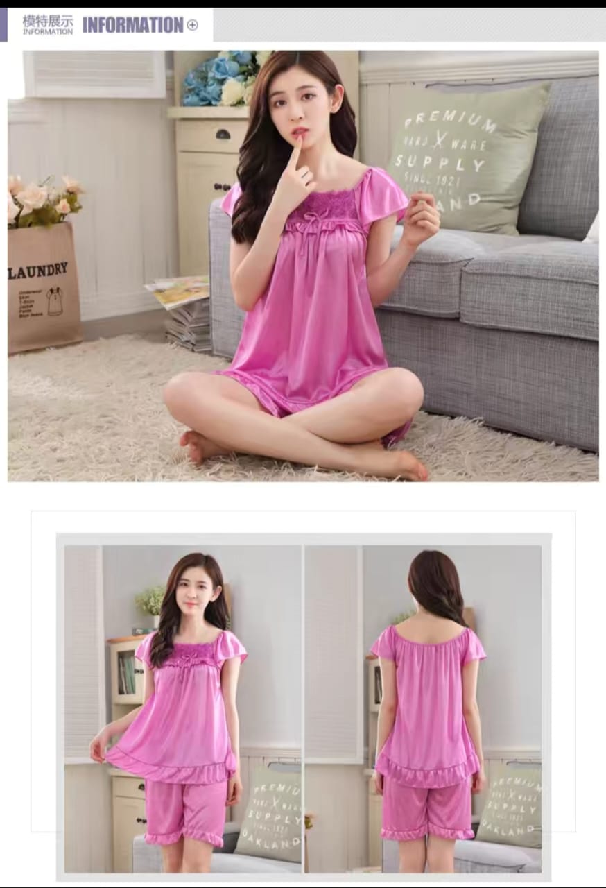 Girls Cute Ice Silk Satin Pajama Set - Image 7