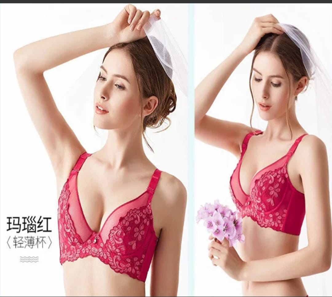 Elegant Floral Embroidered Push-Up Bra - Image 2