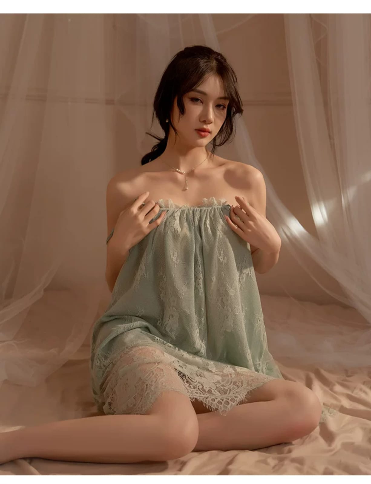 Elegant Sheer Lace Night Gown - Image 18
