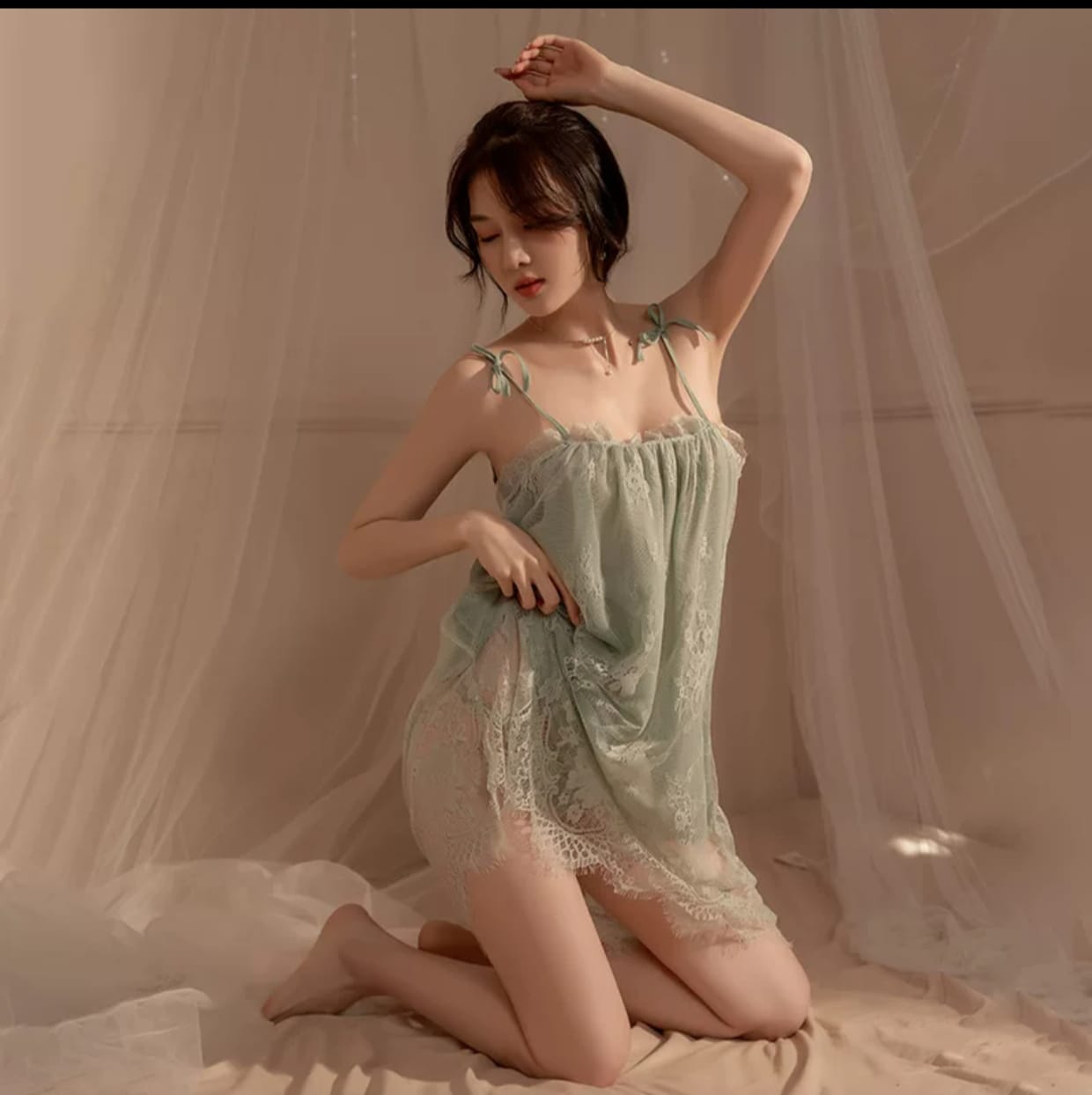 Elegant Sheer Lace Night Gown - Image 27