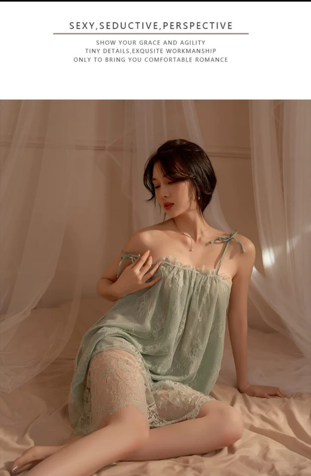 Elegant Sheer Lace Night Gown - Image 20