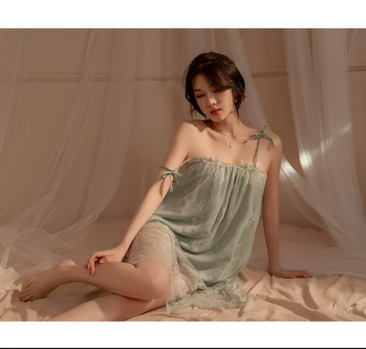 Elegant Sheer Lace Night Gown - Image 23