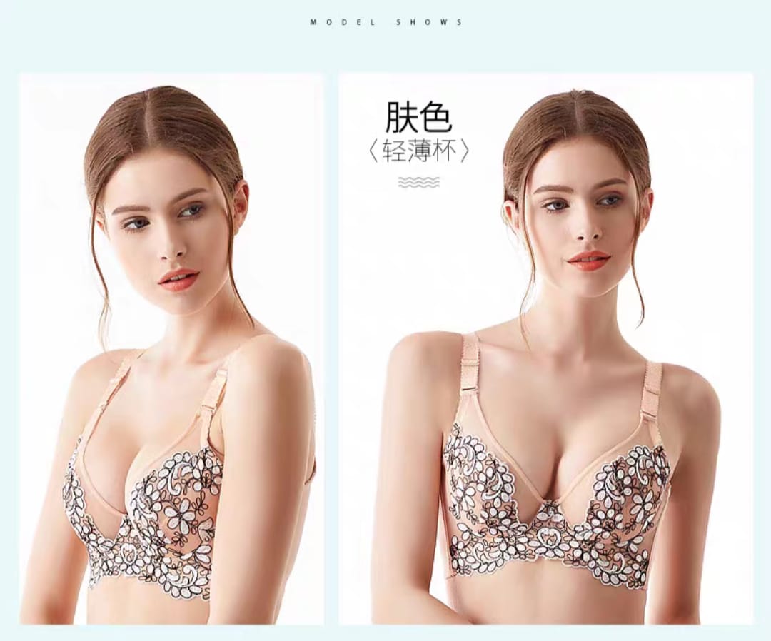 Elegant Floral Embroidered Push-Up Bra - Image 4