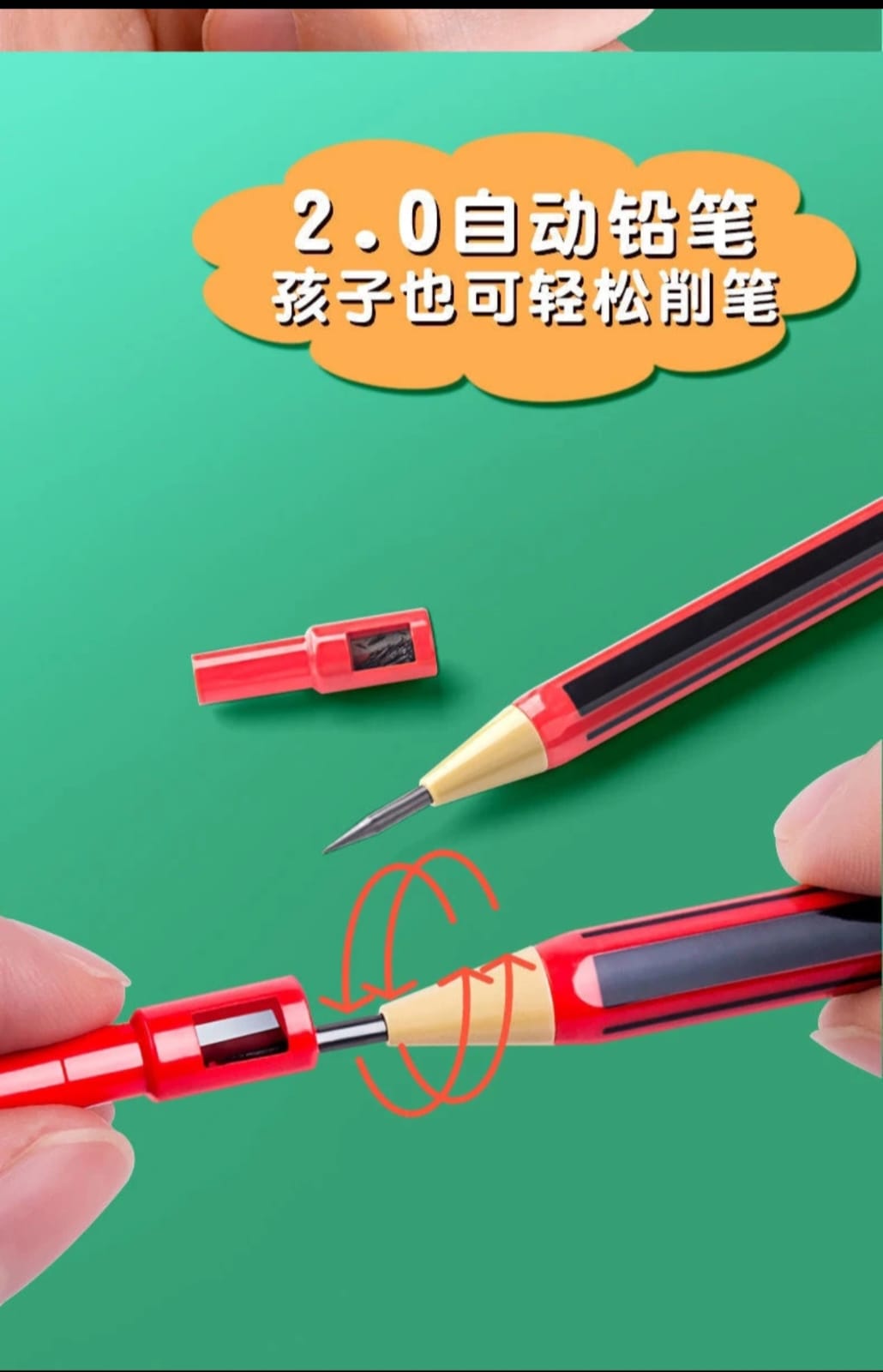 Creative Mechanical Pencil 2PCS Combo Set – Red & Green with 16 Refill Leads - Image 4