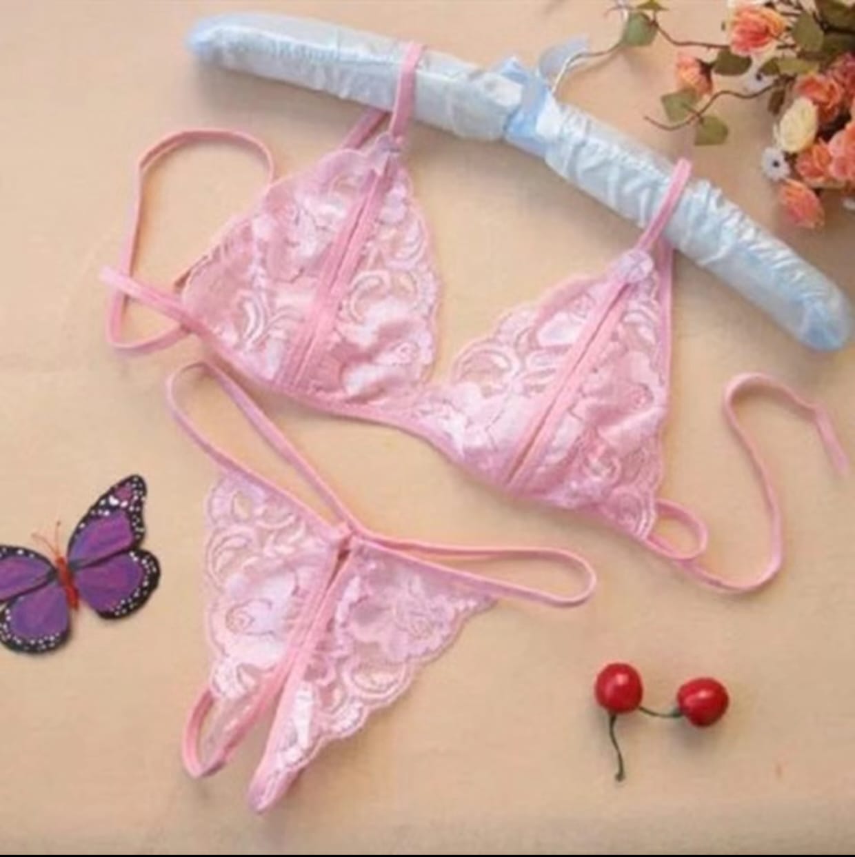 Lace Bikini Lingerie Set\ Soft Mesh Bralette & Strappy Panty - Image 13