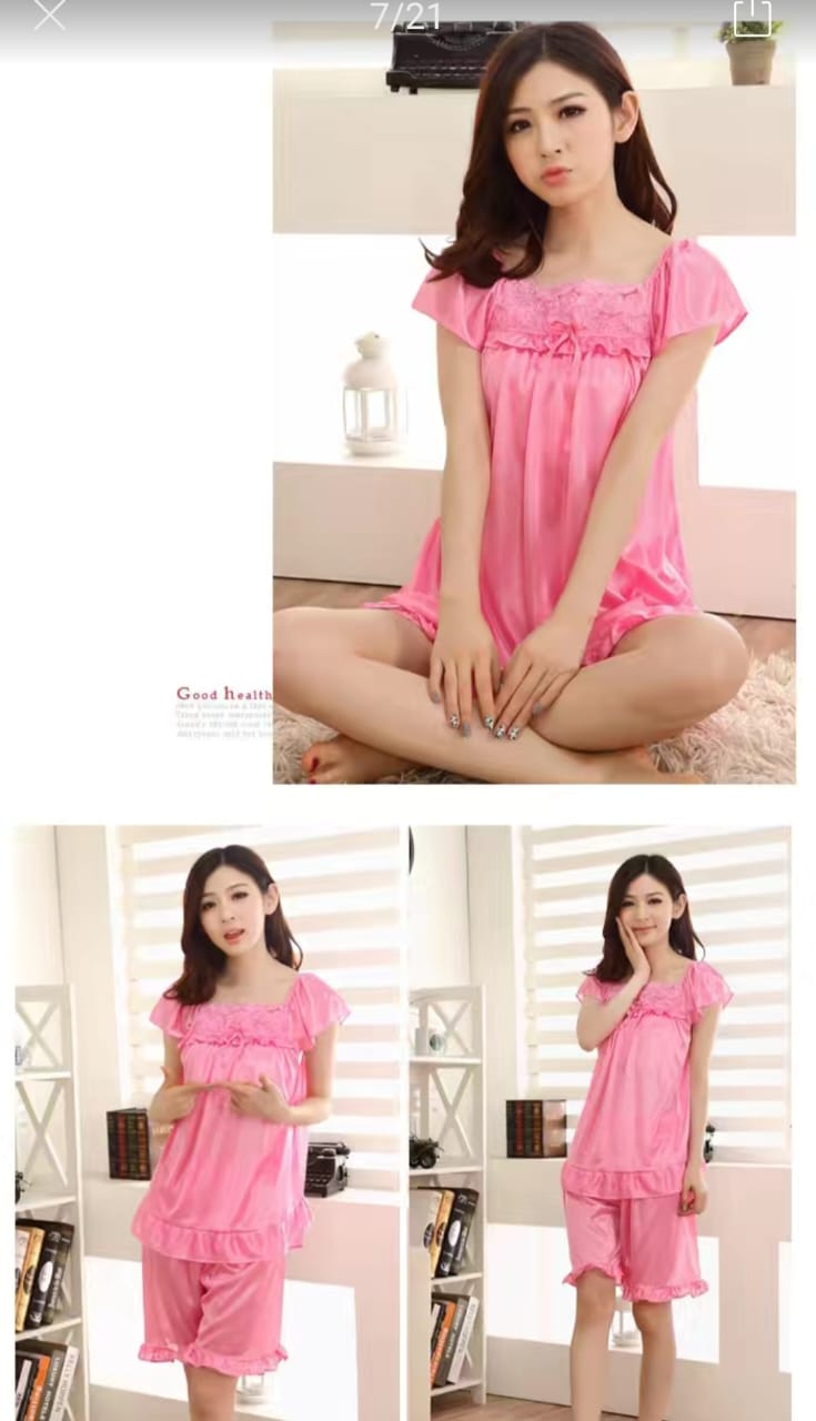 Girls Cute Ice Silk Satin Pajama Set - Image 9
