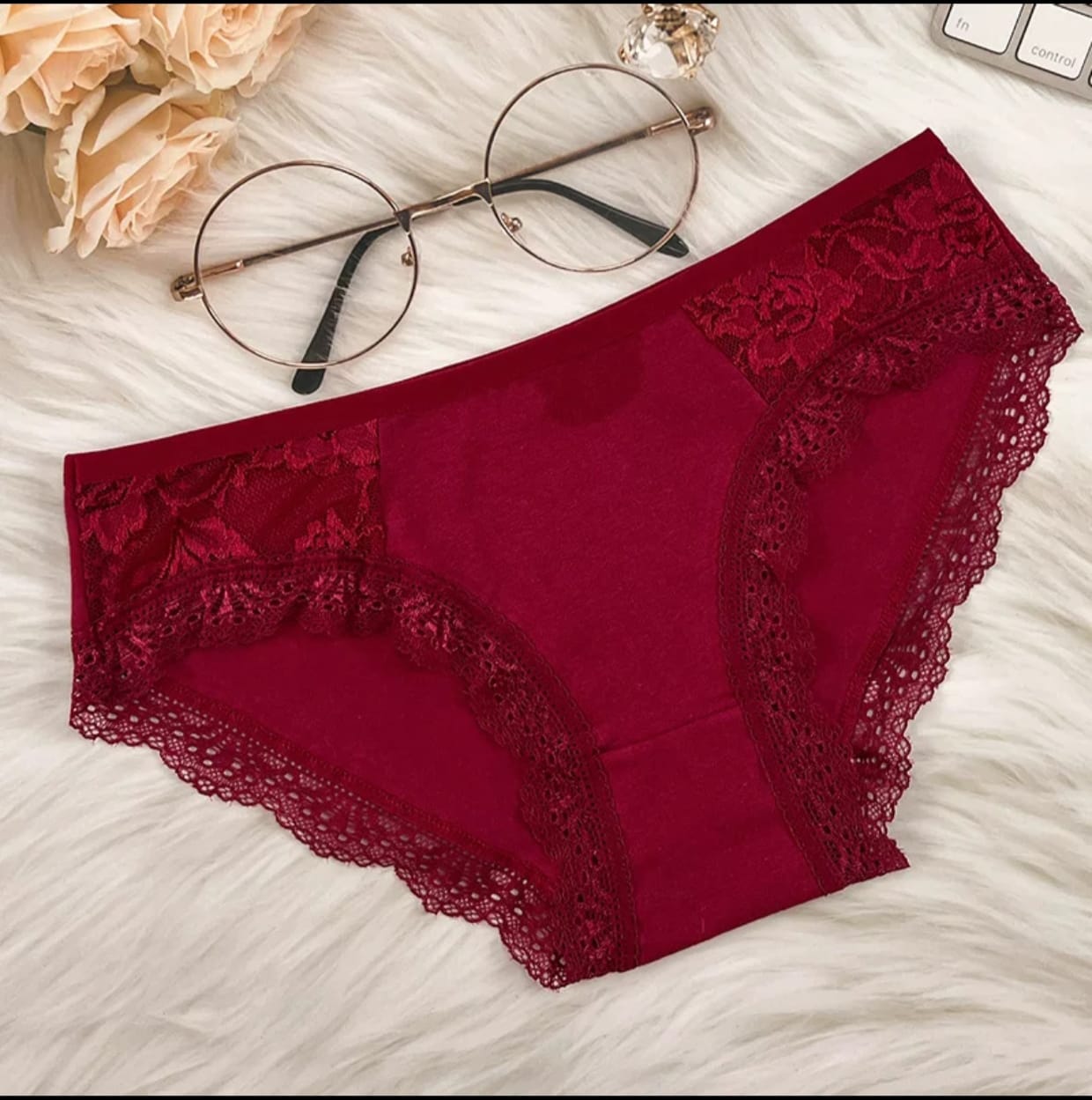 Women Soft Cotton Lace Panty 6 Pieces Combo Pack – Floral Lace Comfortable Brief Underwear - Image 8
