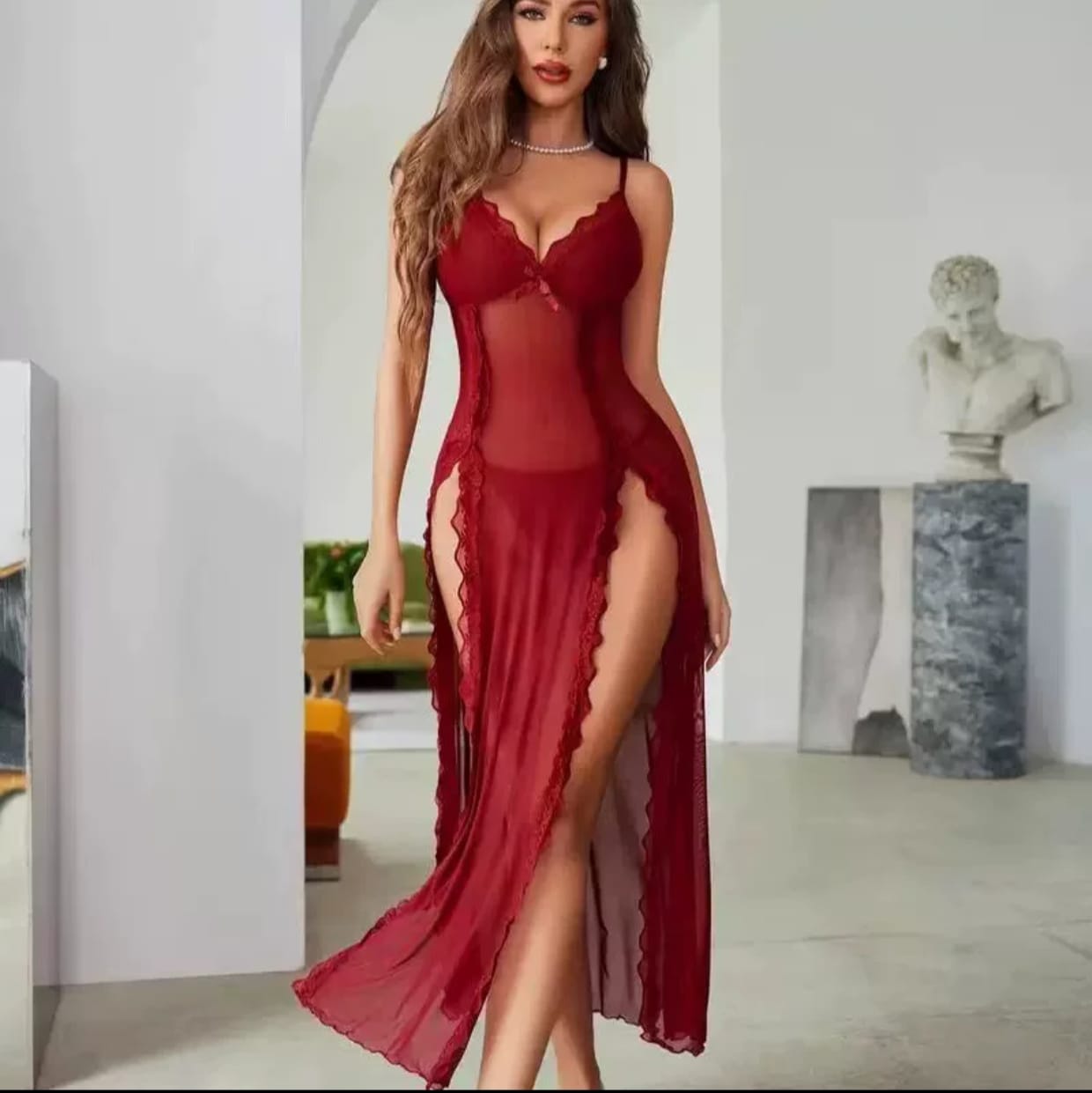Luxury Sheer Side-Slit Honeymoon Night Gown - Image 6