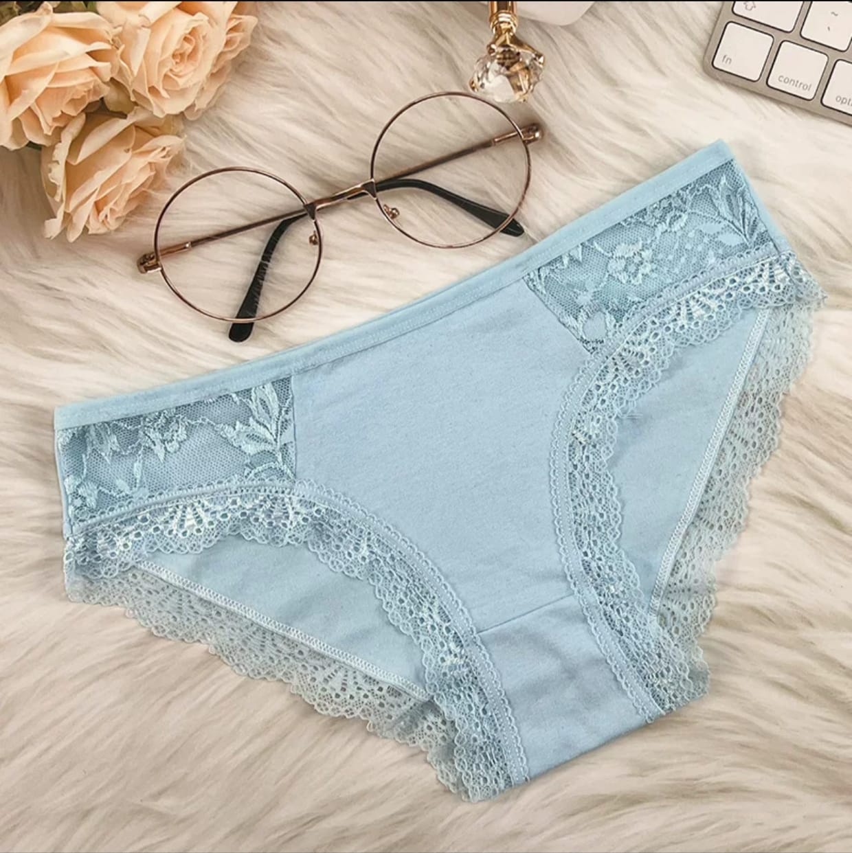 Women Soft Cotton Lace Panty 6 Pieces Combo Pack – Floral Lace Comfortable Brief Underwear - Image 9