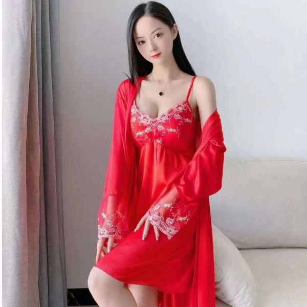 embroidery silk night dress