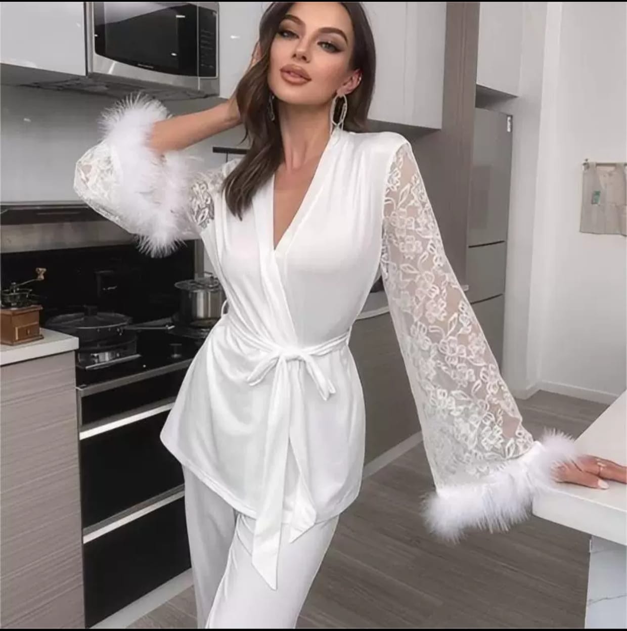 Luxury Lace Sleeve Lounge Set - Image 8