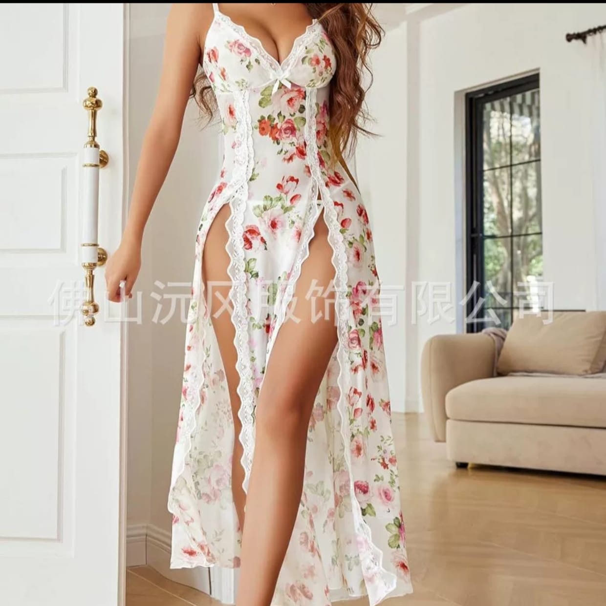 Luxury Sheer Side-Slit Honeymoon Night Gown - Image 2