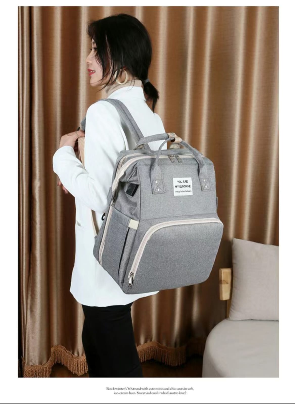 Multifunctional Folding Waterproof Maternity Handbag |Premium Mommy Backpack with Foldable Baby Bed | Baby Travel Bag - Image 4