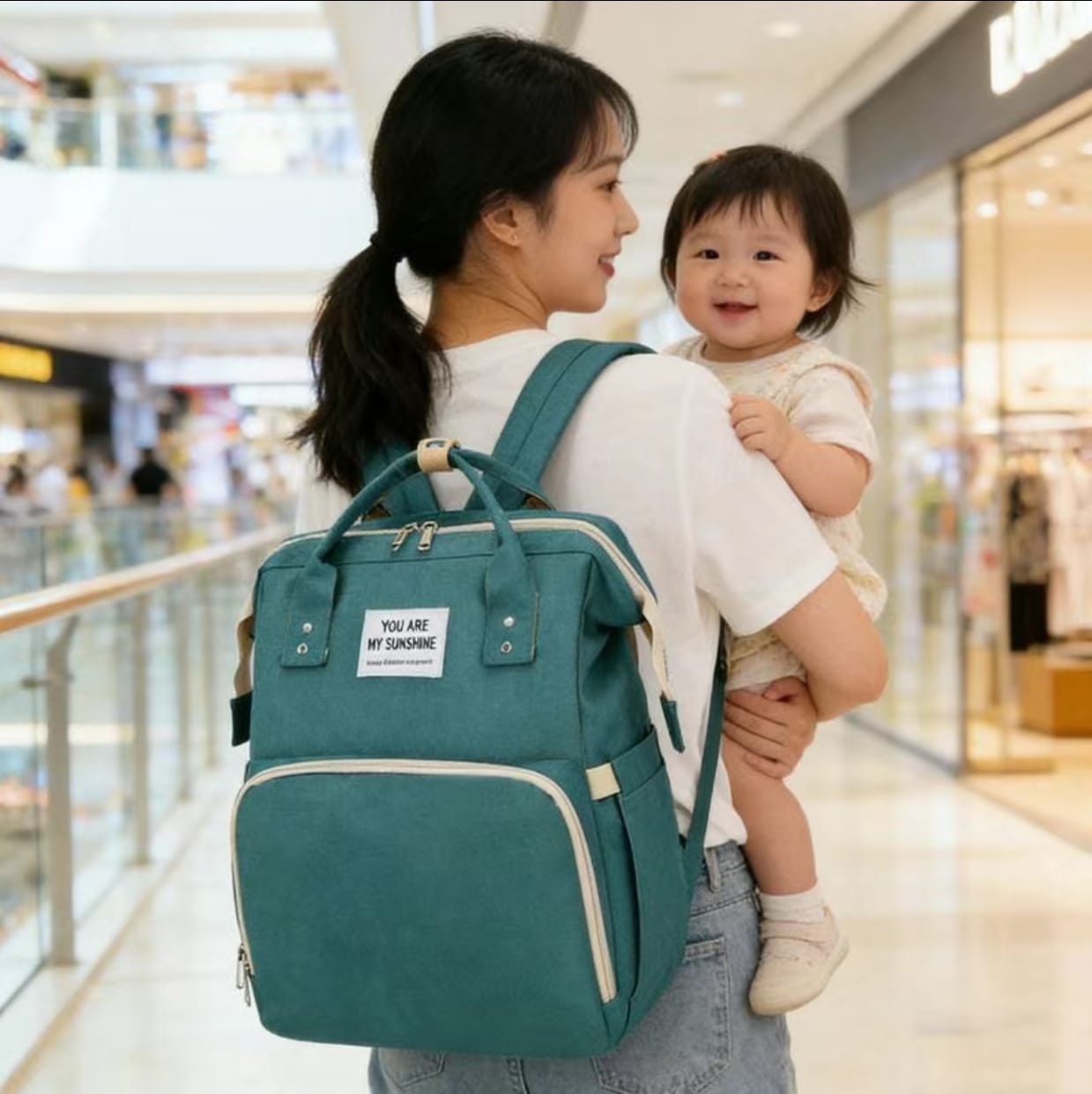 Multifunctional Folding Waterproof Maternity Handbag |Premium Mommy Backpack with Foldable Baby Bed | Baby Travel Bag - Image 13