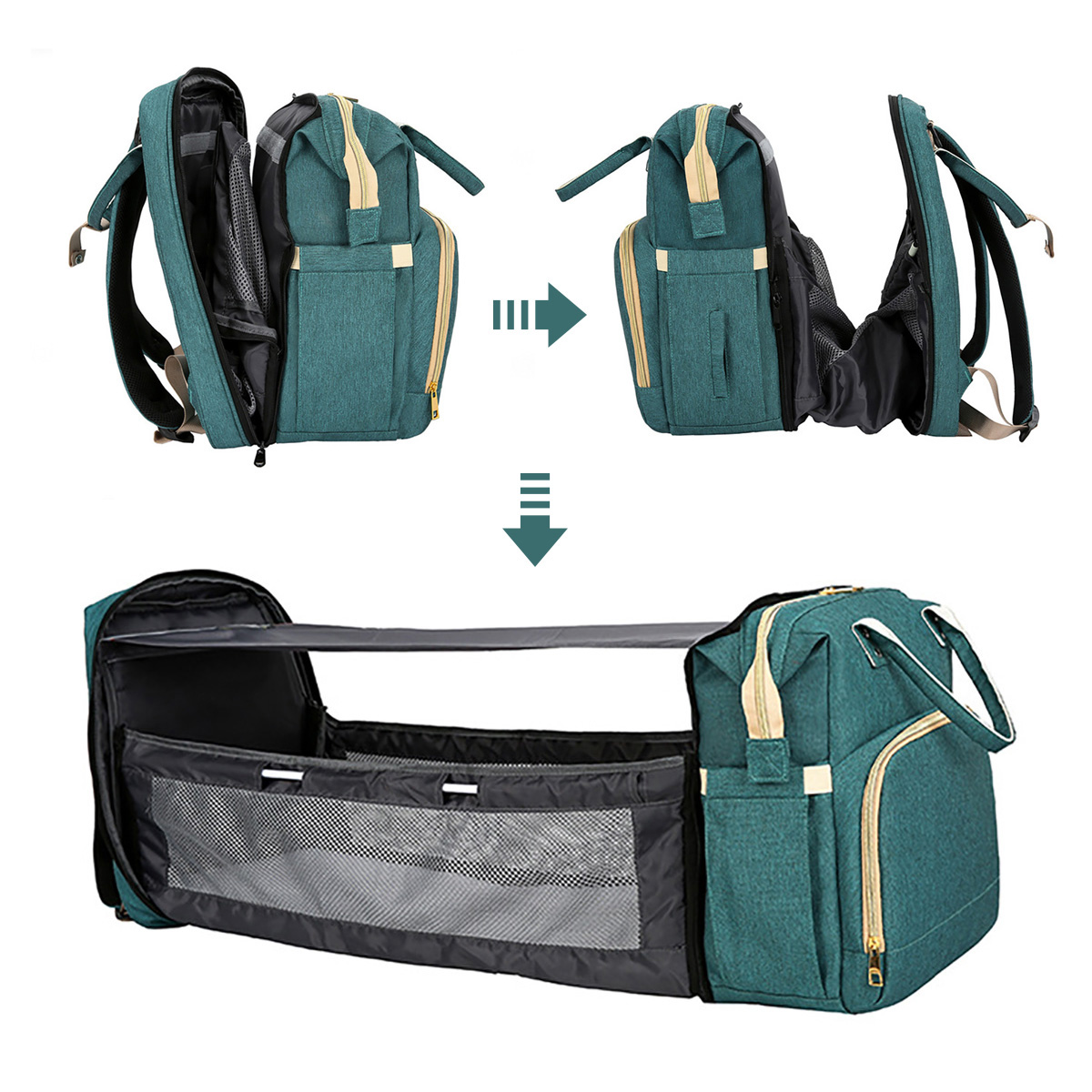 Multifunctional Folding Waterproof Maternity Handbag |Premium Mommy Backpack with Foldable Baby Bed | Baby Travel Bag - Image 14