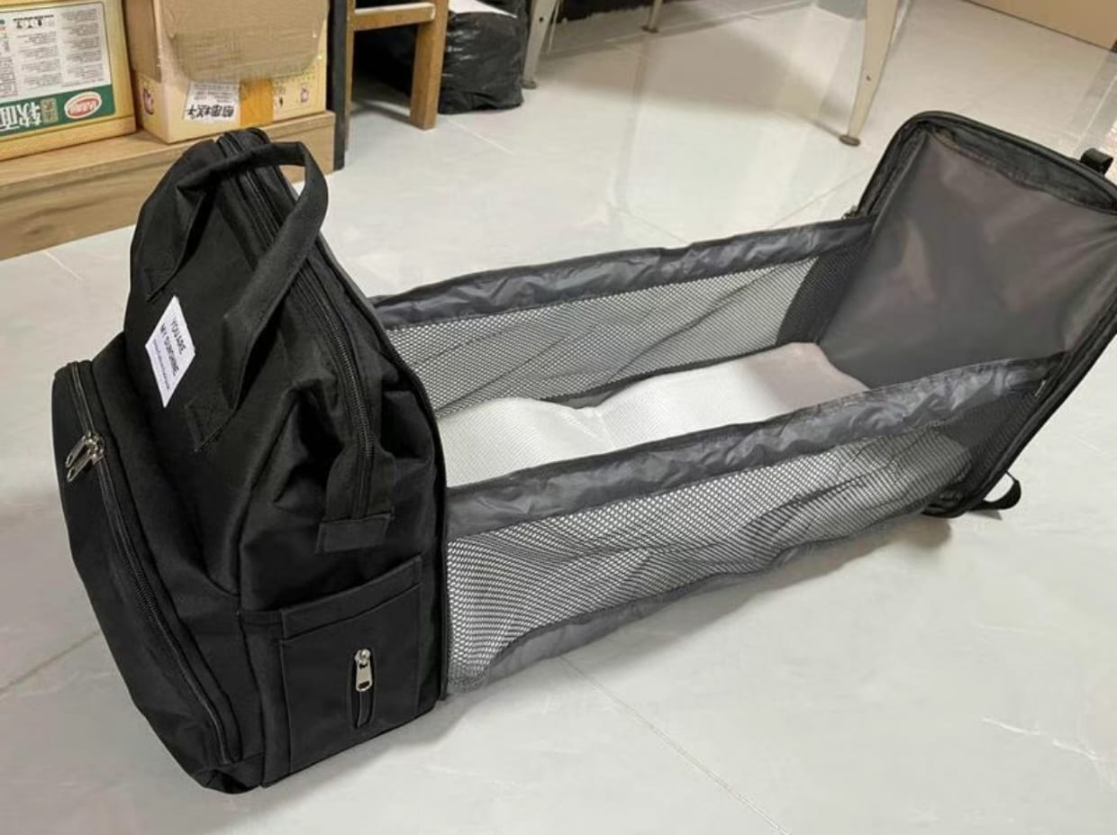 Multifunctional Folding Waterproof Maternity Handbag |Premium Mommy Backpack with Foldable Baby Bed | Baby Travel Bag - Image 7