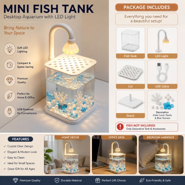 mini fish tank, mini aquarium, desktop aquarium