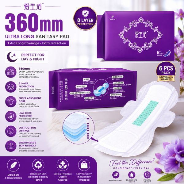 chinese sanitary pad sanitary napkin 360mm sanitary pad ultra long sanitary pad overnight sanitary pad heavy flow pad leak proof sanitary pad 8 layer sanitary pad super absorbent pad cotton sanitary pad