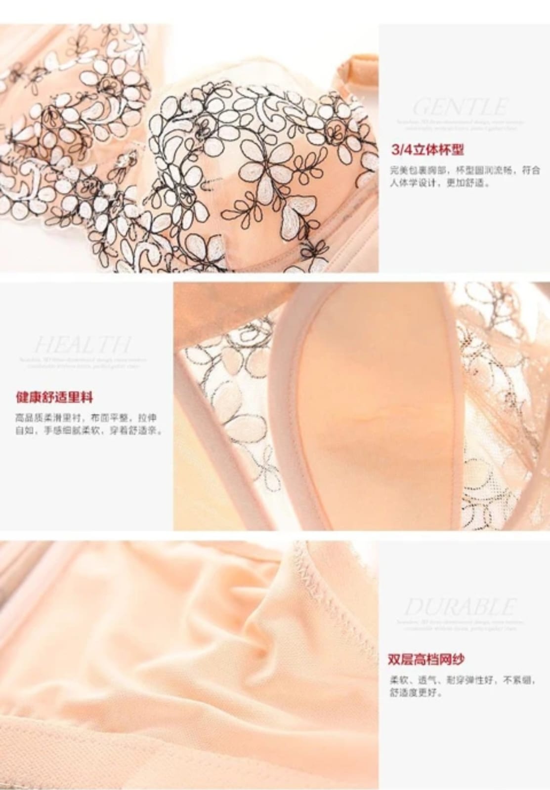 Elegant Floral Embroidered Push-Up Bra - Image 7