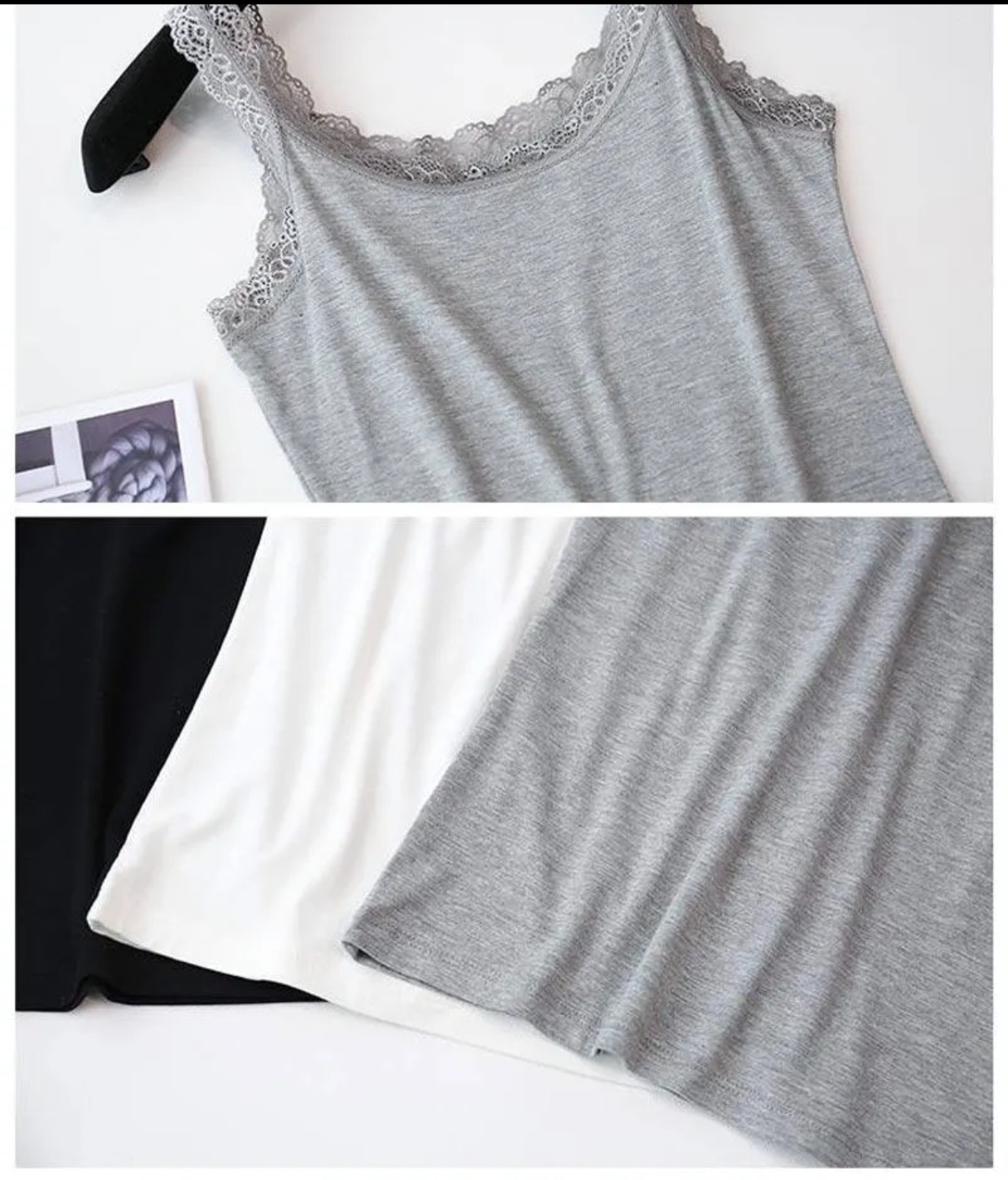 3 Pcs Premium Lace Camisole Tank Top Combo for Women | Summer Soft Inner Wear - Image 3