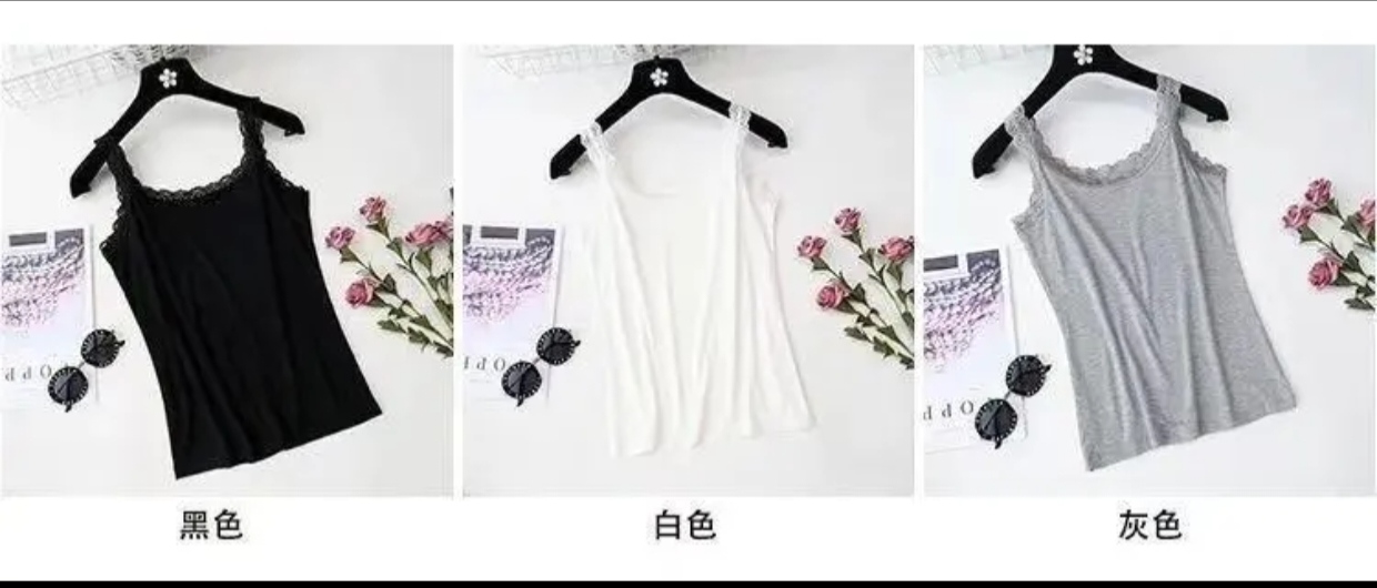 3 Pcs Premium Lace Camisole Tank Top Combo for Women | Summer Soft Inner Wear - Image 4