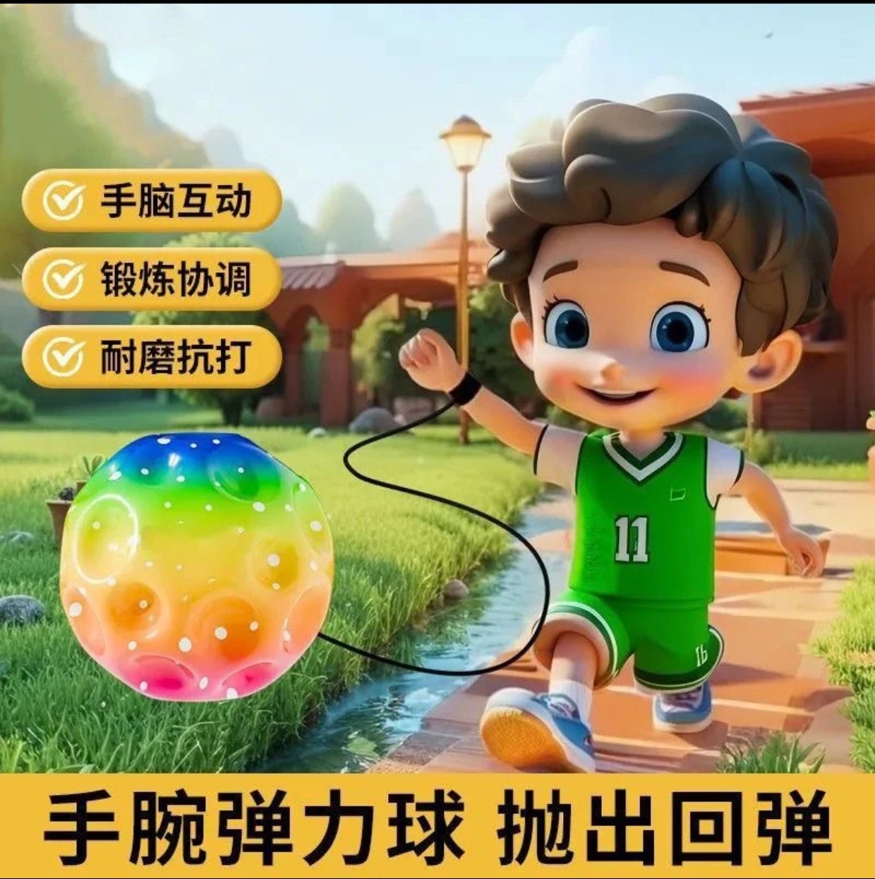 Kids Ball with Elastic Hand Band – Soft Catch & Throw Ball Toy for Indoor & Outdoor Play - Image 3