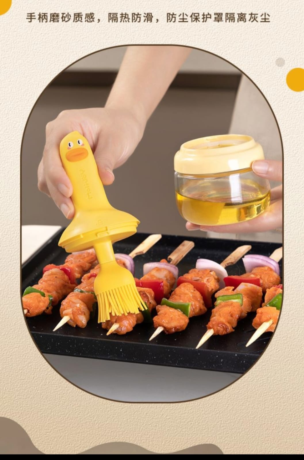 Glass Oil Brush Jar with Lock Lid | Refillable Kitchen Oil Dispenser & Basting Brush - Image 4