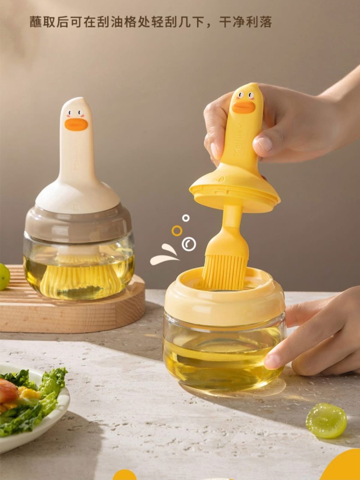 Glass Oil Brush Jar with Lock Lid | Refillable Kitchen Oil Dispenser & Basting Brush - Image 5