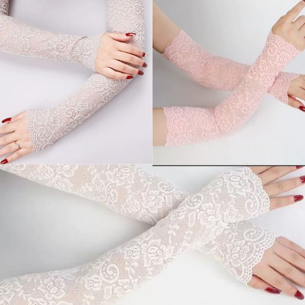 3 pairs combo gloves, stylish gloves, stretch lace gloves, bridal gloves, women's lace sleeves, trendy fashion accessories