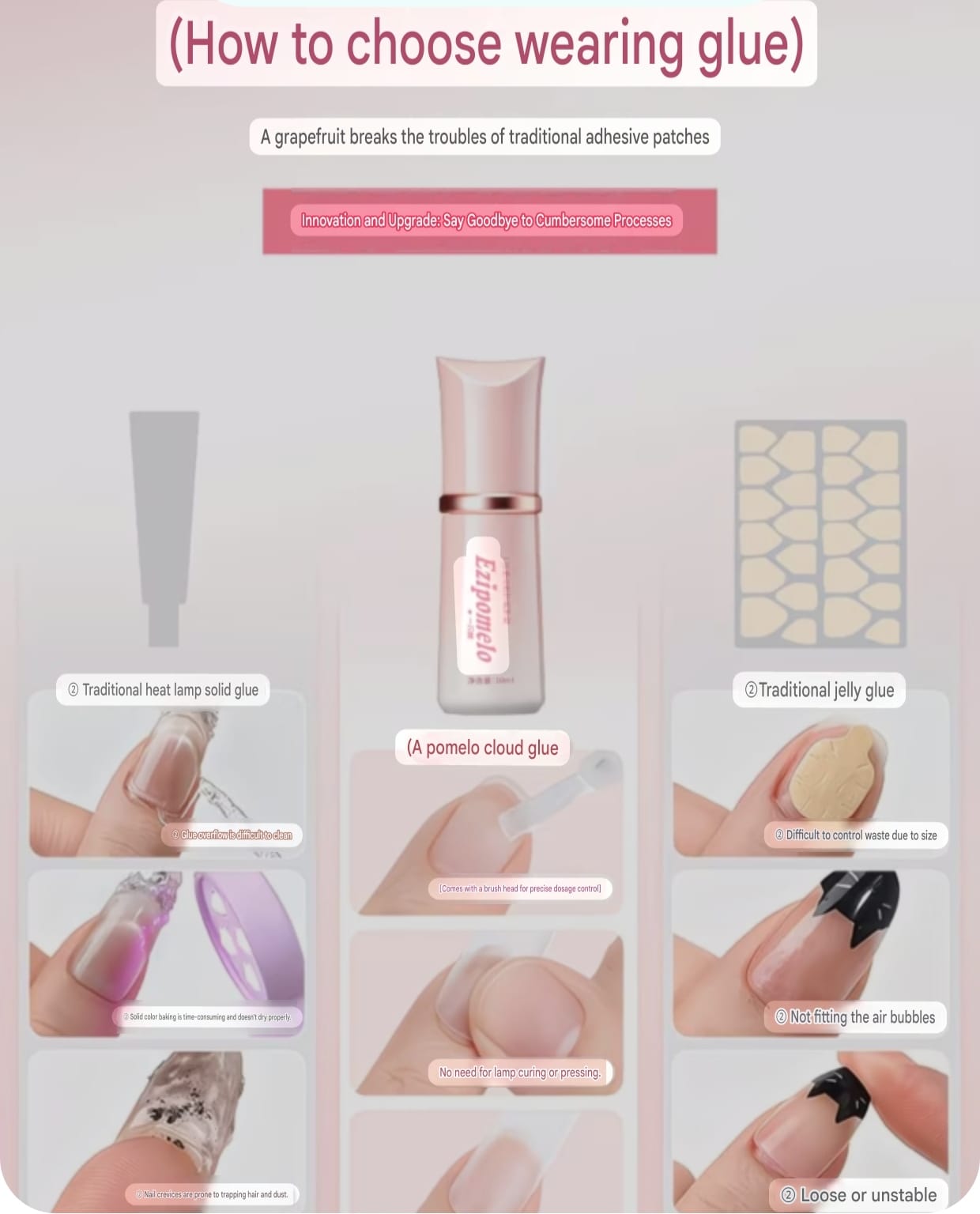 Damage-Free Press-On Nail Glue Kit | Strong Hold, Easy Removal | EZIPOMELO Cloud Glue Set - Image 13