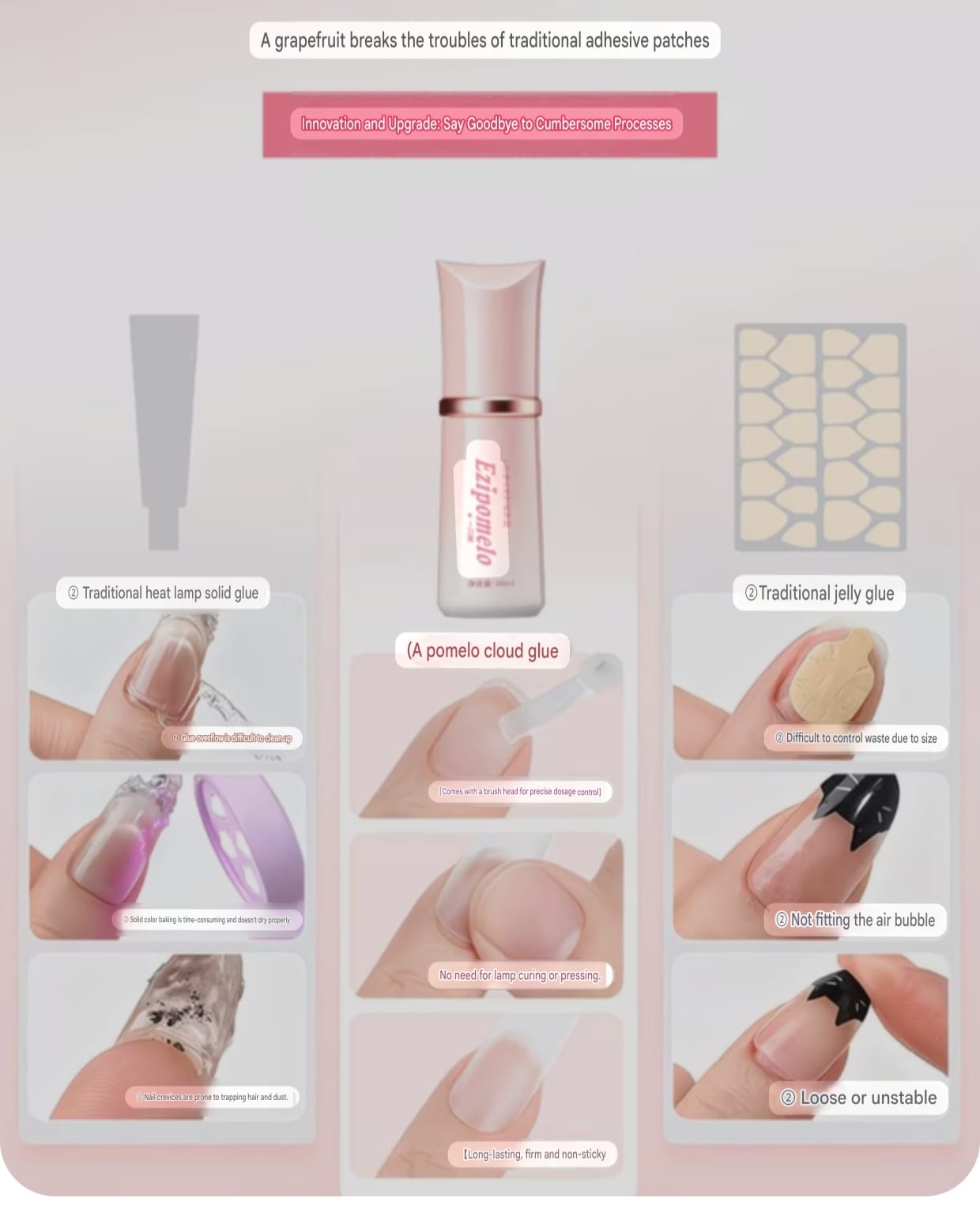 Damage-Free Press-On Nail Glue Kit | Strong Hold, Easy Removal | EZIPOMELO Cloud Glue Set - Image 4