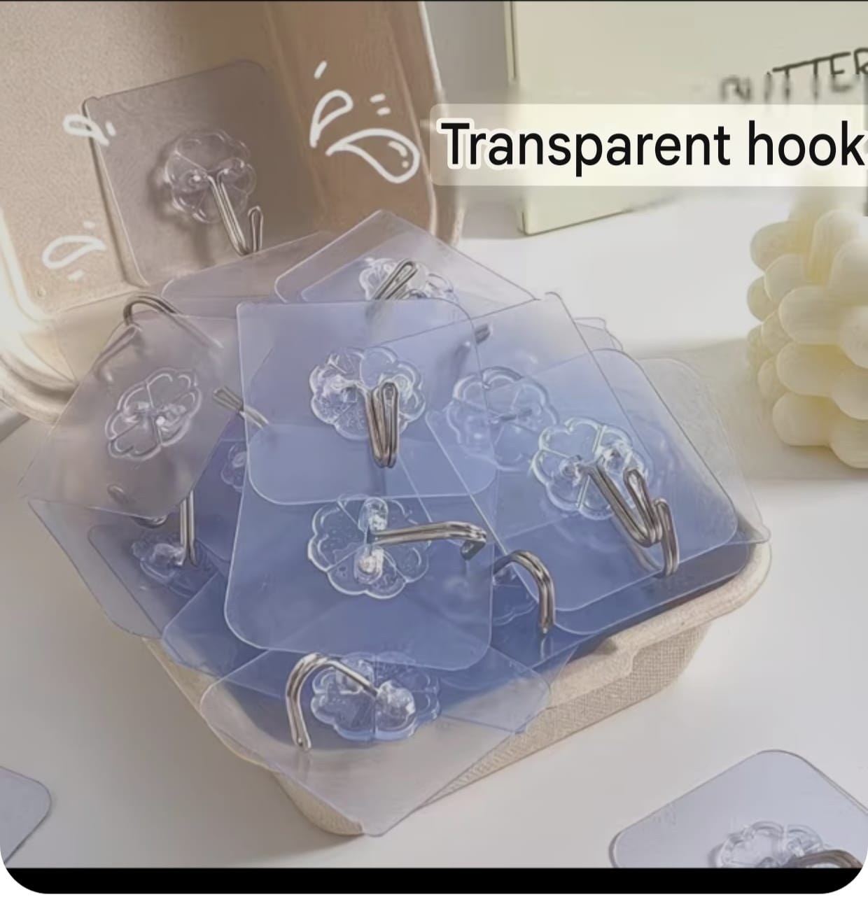 5KG Heavy Duty Self-Adhesive Waterproof Metal Wall Hook (20 pcs)| No-Drill Tile Wall Hanging Hook 20 Pcs Combo - Image 4