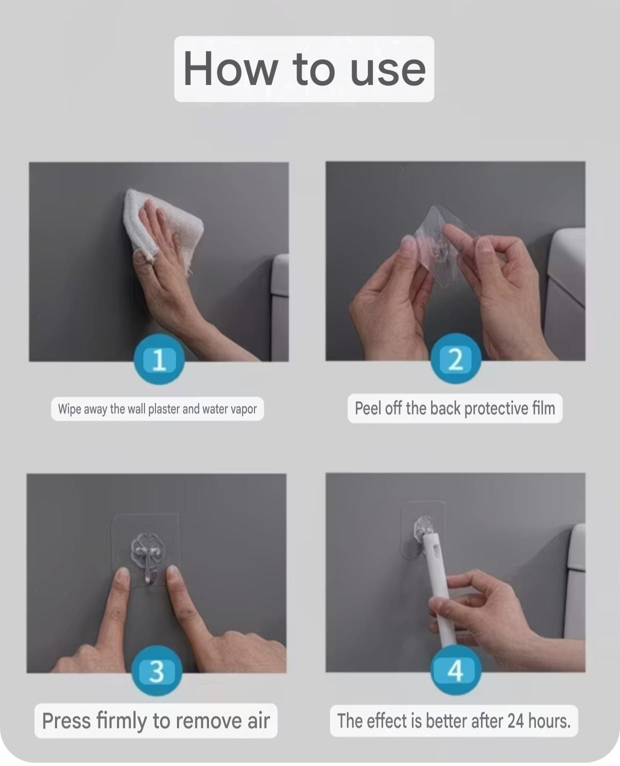 5KG Heavy Duty Self-Adhesive Waterproof Metal Wall Hook (20 pcs)| No-Drill Tile Wall Hanging Hook 20 Pcs Combo - Image 6
