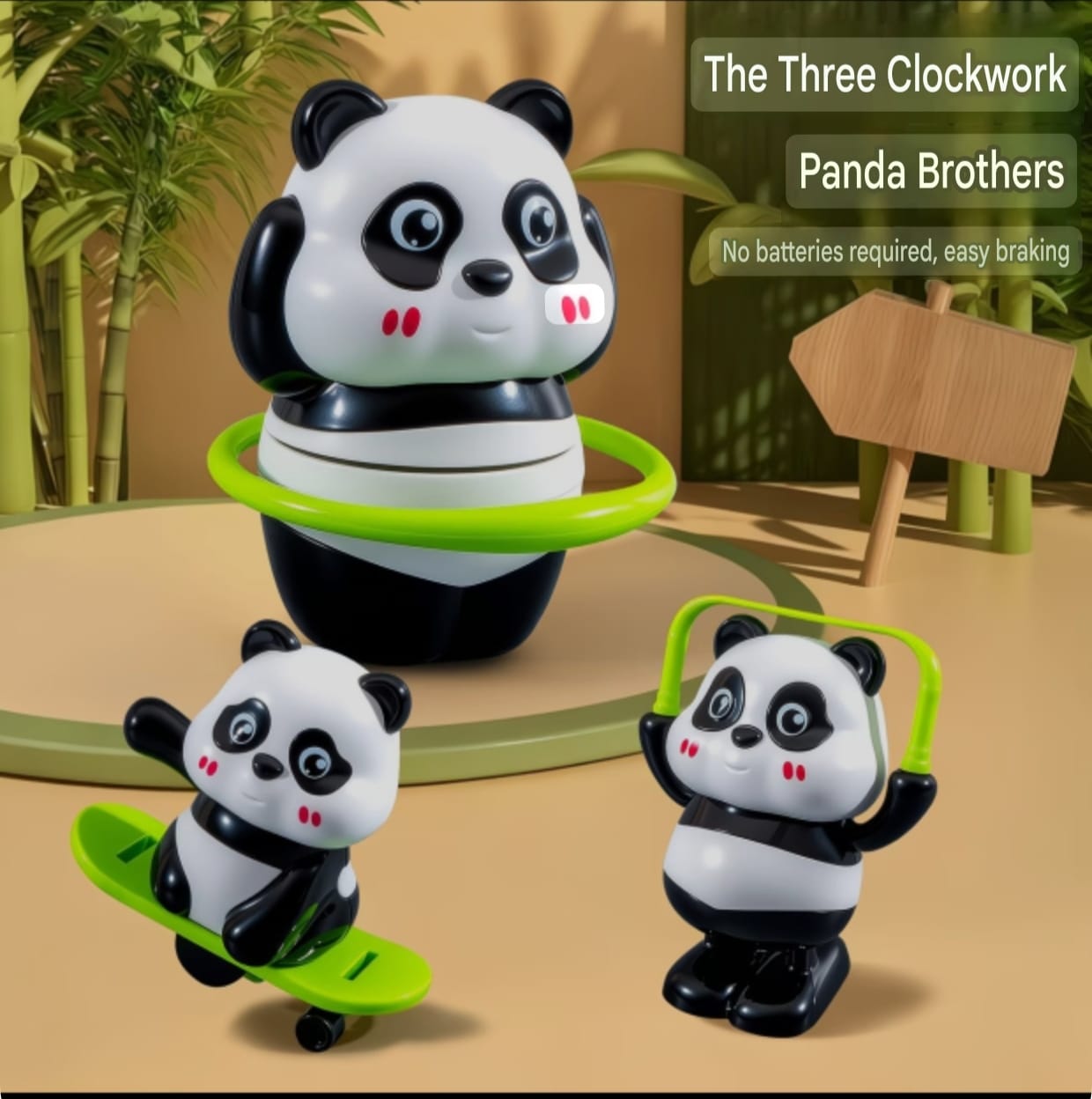 3 Pcs Panda Wind-Up Toy Combo – 3 Different Designs | No Battery Kids Friendly Toy - Image 9